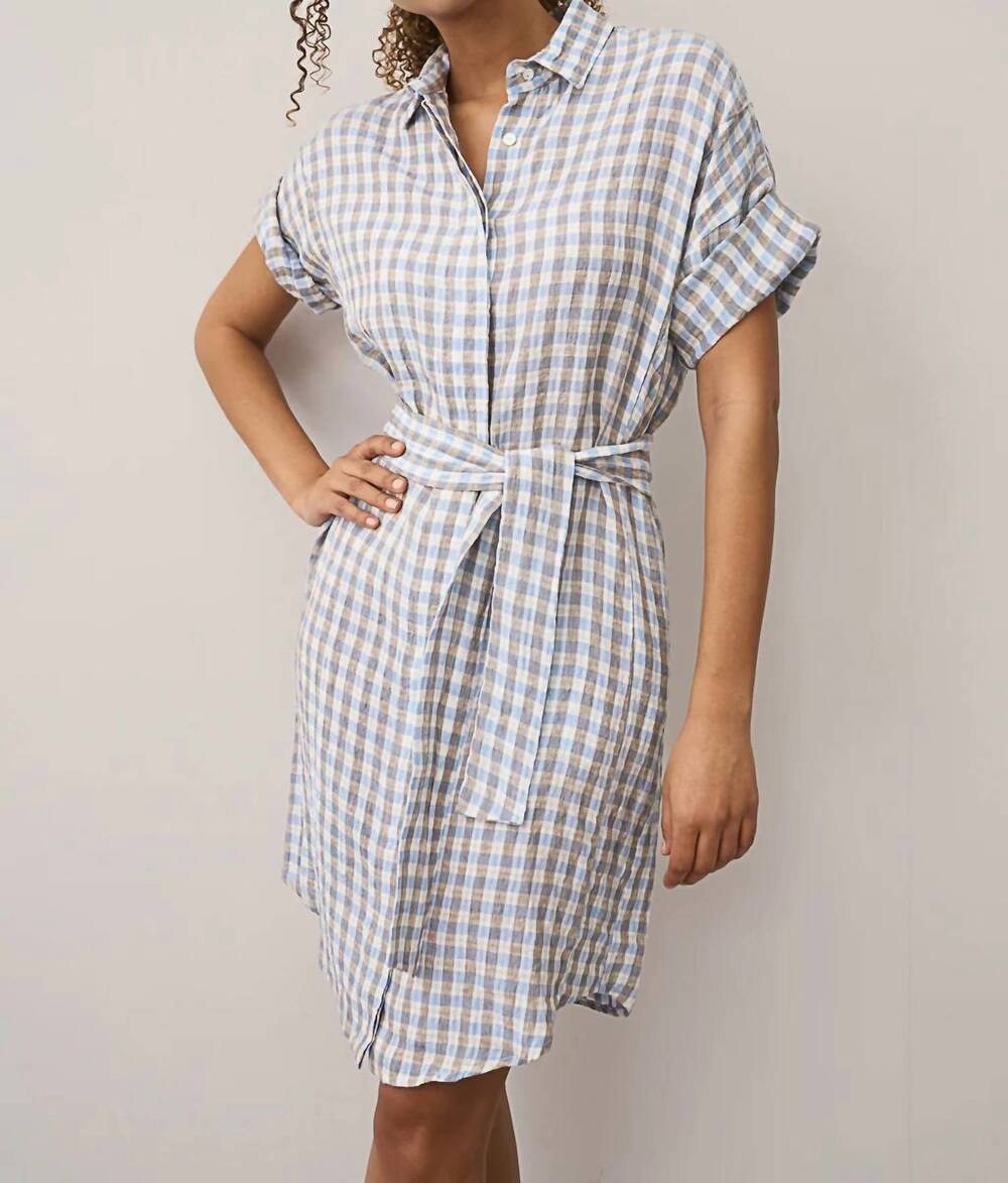 NEW 0039 ITALY derby mini dress in blue/brown check